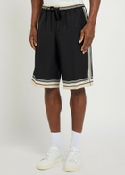 Dolce & Gabbana Striped Logo-jacquard Silk Shorts Black