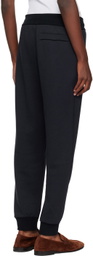 ZEGNA Navy Embroidered-Logo Sweatpants