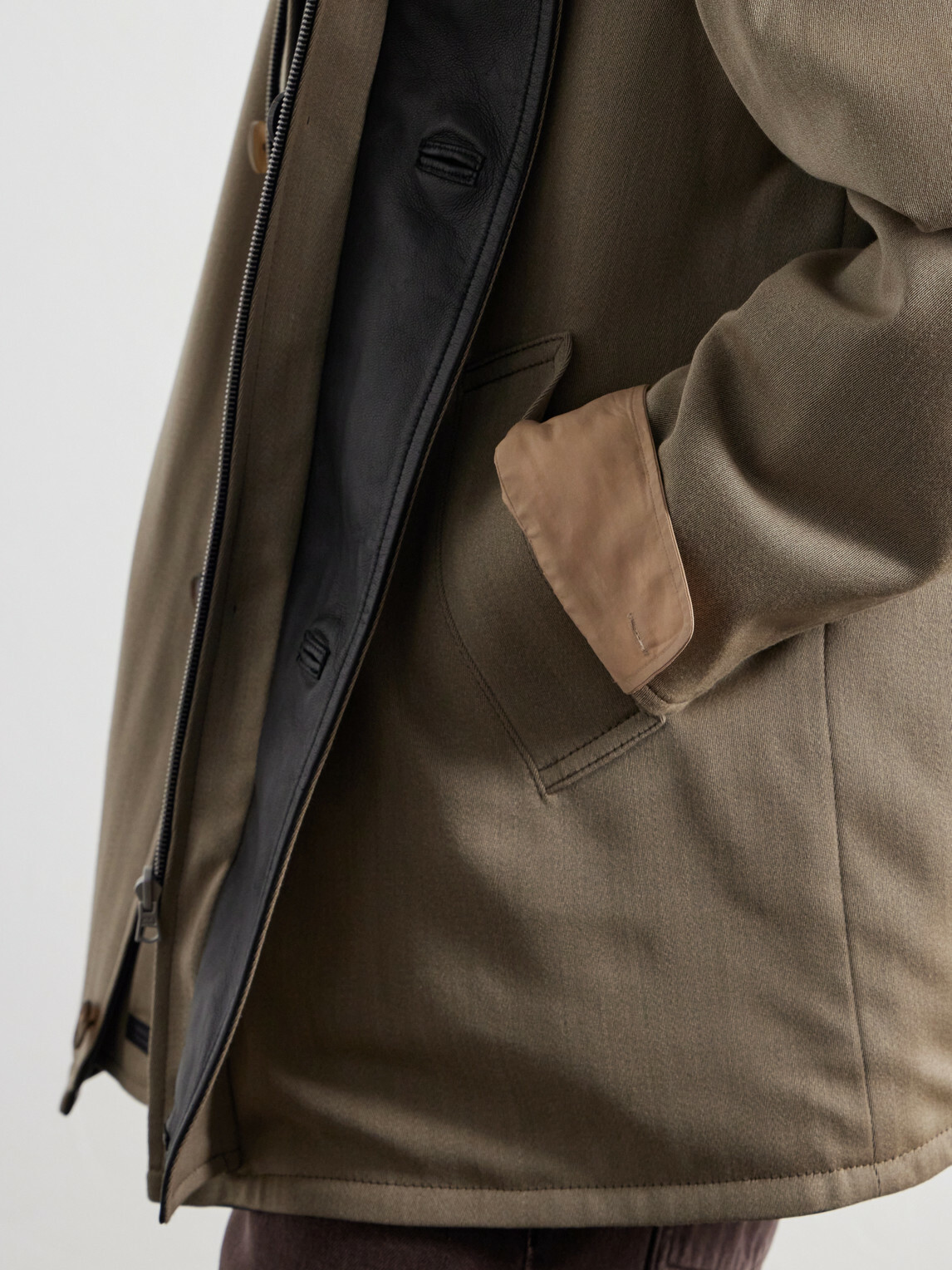 Auralee - Reversible Wool-Twill and Leather Jacket - Neutrals