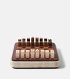 Giobagnara Rodi leather, marble, and wooden chess set