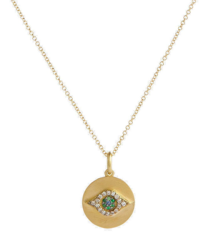 Photo: Ileana Makri Evil Eye 18kt yellow gold necklace with 1.02ct emeralds