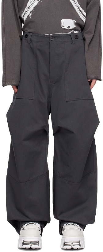Photo: We11done Gray Solid Flap Trousers