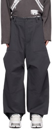 We11done Gray Solid Flap Trousers