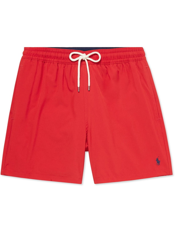 Photo: POLO RALPH LAUREN - Traveler Mid-Length Swim Shorts - Red