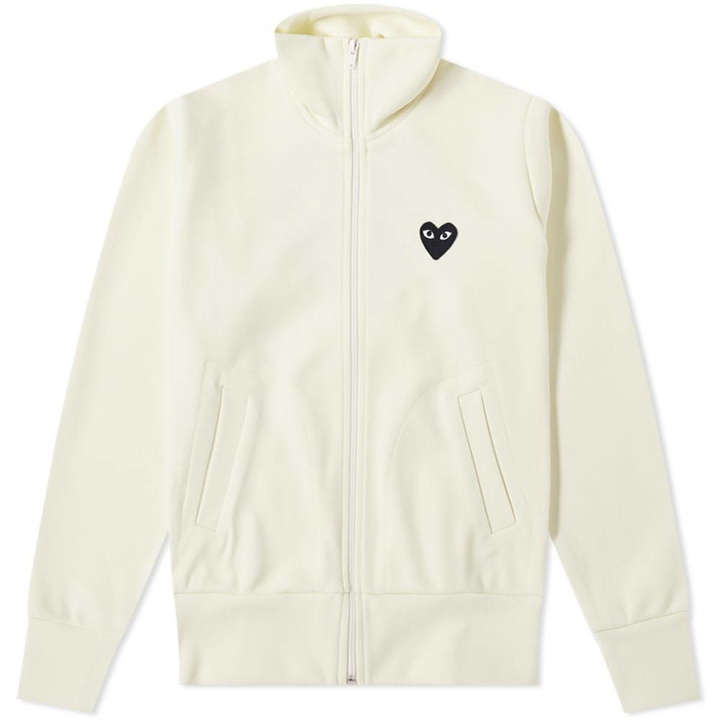Photo: Comme des Garcons Play Women's Black Heart Zip Backprint Track Top Ivory