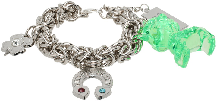 Photo: Chopova Lowena Silver Neon Kitty Charm Bracelet