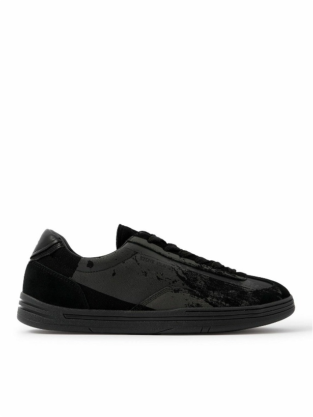 Photo: Stone Island - Rock Printed Leather- and Suede-Trimmed Canvas Sneakers - Black