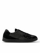 Stone Island - Rock Printed Leather- and Suede-Trimmed Canvas Sneakers - Black