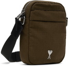 AMI Paris Khaki Canvas Small Ami de Coeur Crossbody Bag