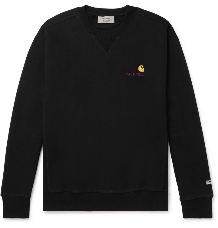 Photo: Carhartt WIP - Wacko Maria Logo-Embroidered Fleece-Back Cotton-Jersey Sweatshirt - Black
