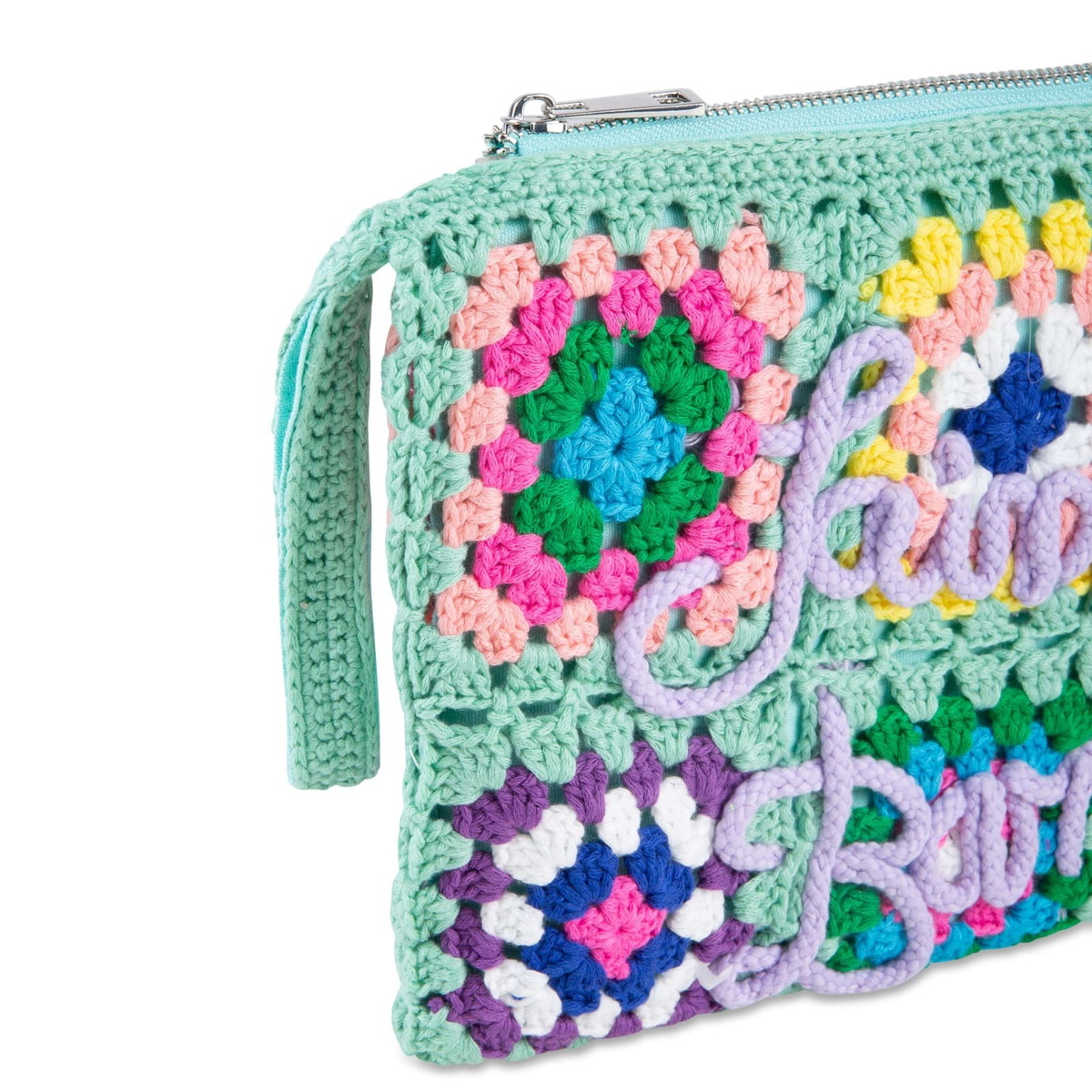 MC2 Saint Barth Parisienne Water Green Crochet Pouch Bag With Saint Barth Embroidery