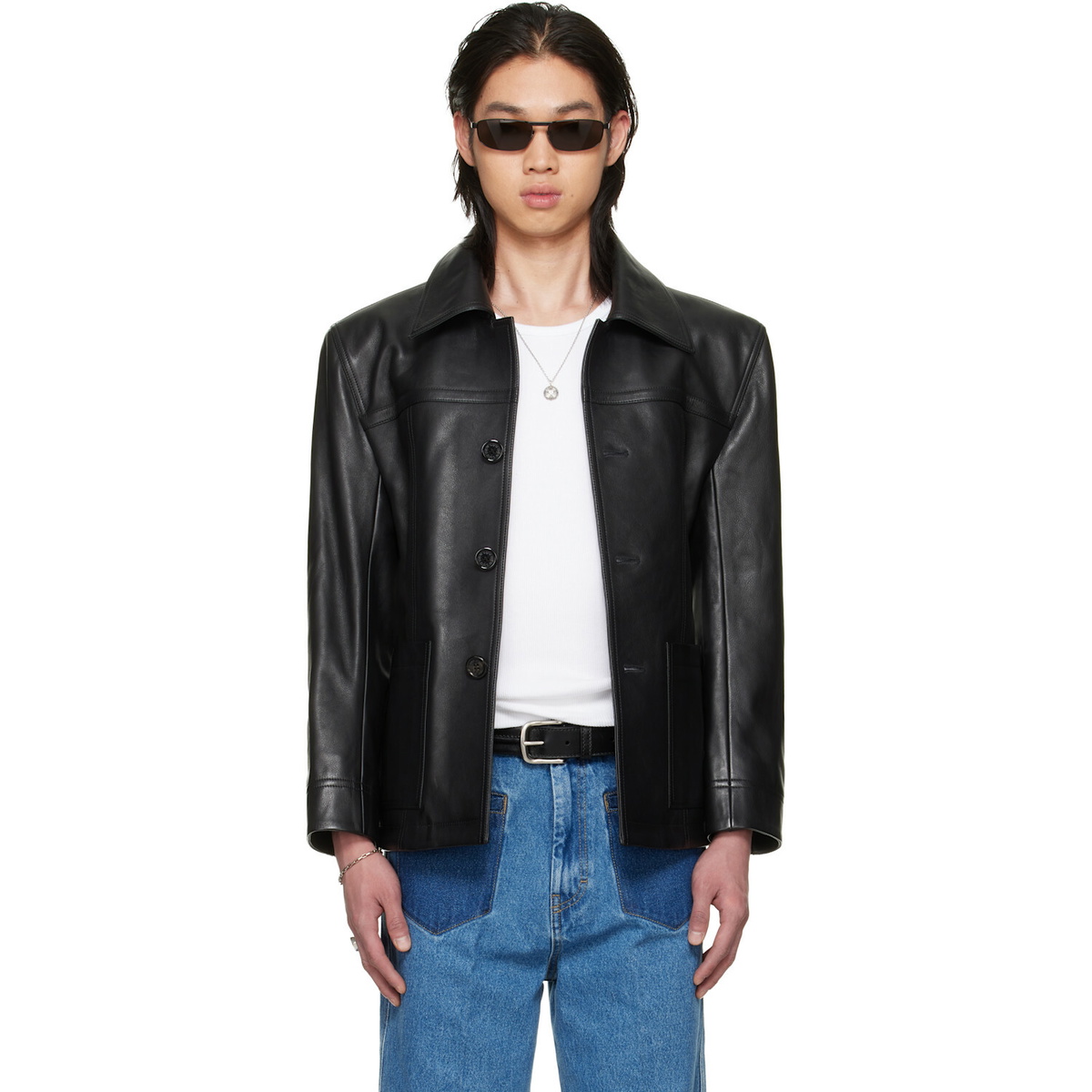 LU'U DAN BRUCE LEE x LỰU ĐẠN Black Leather Creep Jacket