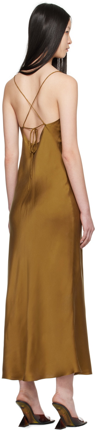 Silk Laundry Tan Deco Rouleau Maxi Dress