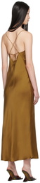 Silk Laundry Tan Deco Rouleau Maxi Dress