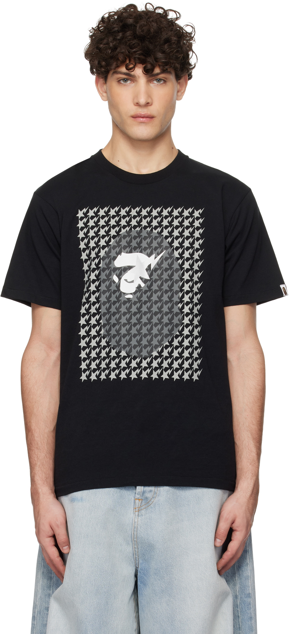 BAPE Black STA Houndstooth Ape Head T-shirt A Bathing Ape