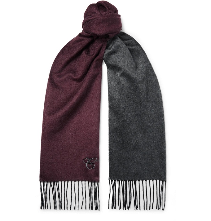 Photo: Canali - Reversible Fringed Silk and Cashmere-Blend Scarf - Burgundy