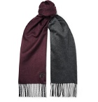 Canali - Reversible Fringed Silk and Cashmere-Blend Scarf - Burgundy