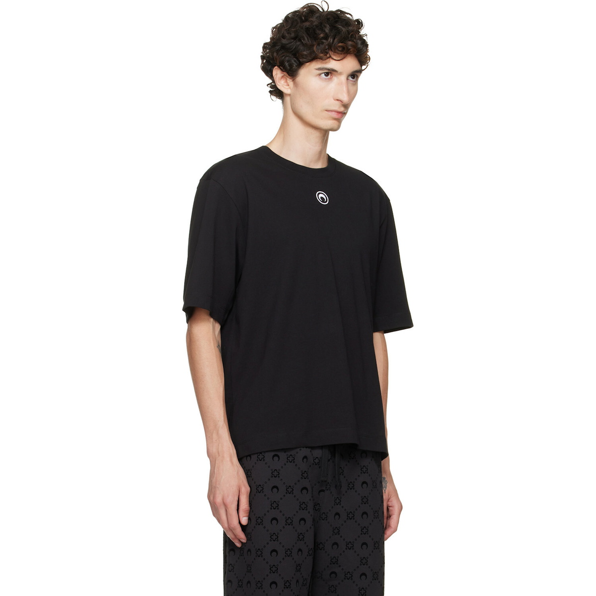 Marine Serre Black Moon Logo Jersey Loose Fit T-shirt
