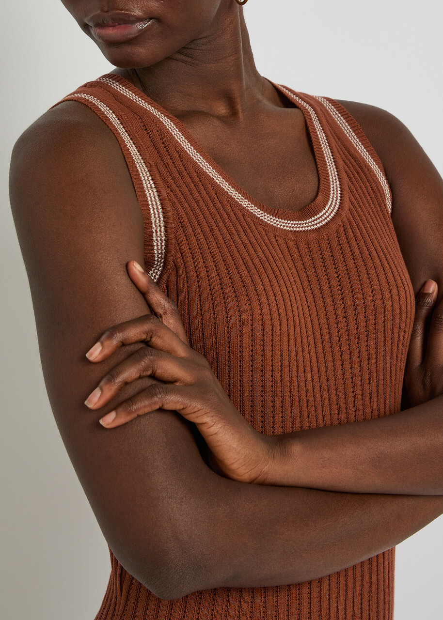 Tods Scoop-neck Cotton-knit Midi Dress Terracotta
