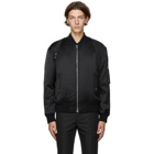 Alexander McQueen Black Light Satin Harness Bomber Jacket