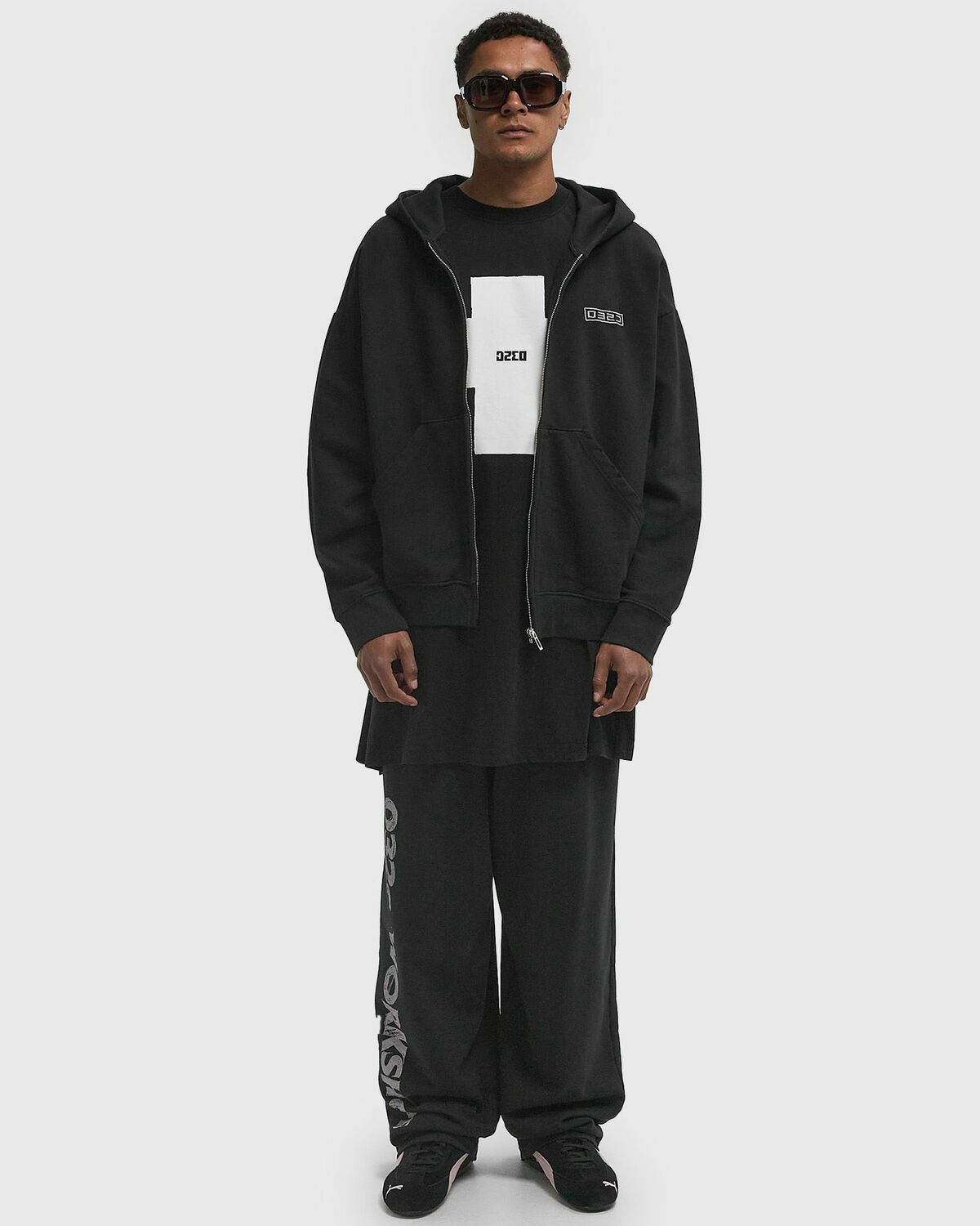 032c ROUTINE ZIP HOODIE Black Mens Hoodies/Zipper