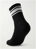 Satisfy - Striped Logo-Print Ribbed Merino Wool-Blend Socks - Black