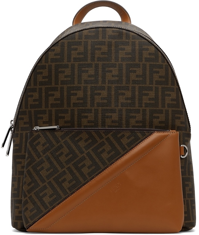 Photo: Fendi Brown Leather 'FF' Backpack