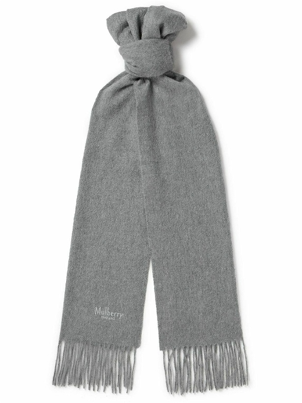 Photo: Mulberry - Fringed Logo-Embroidered Cashmere Scarf