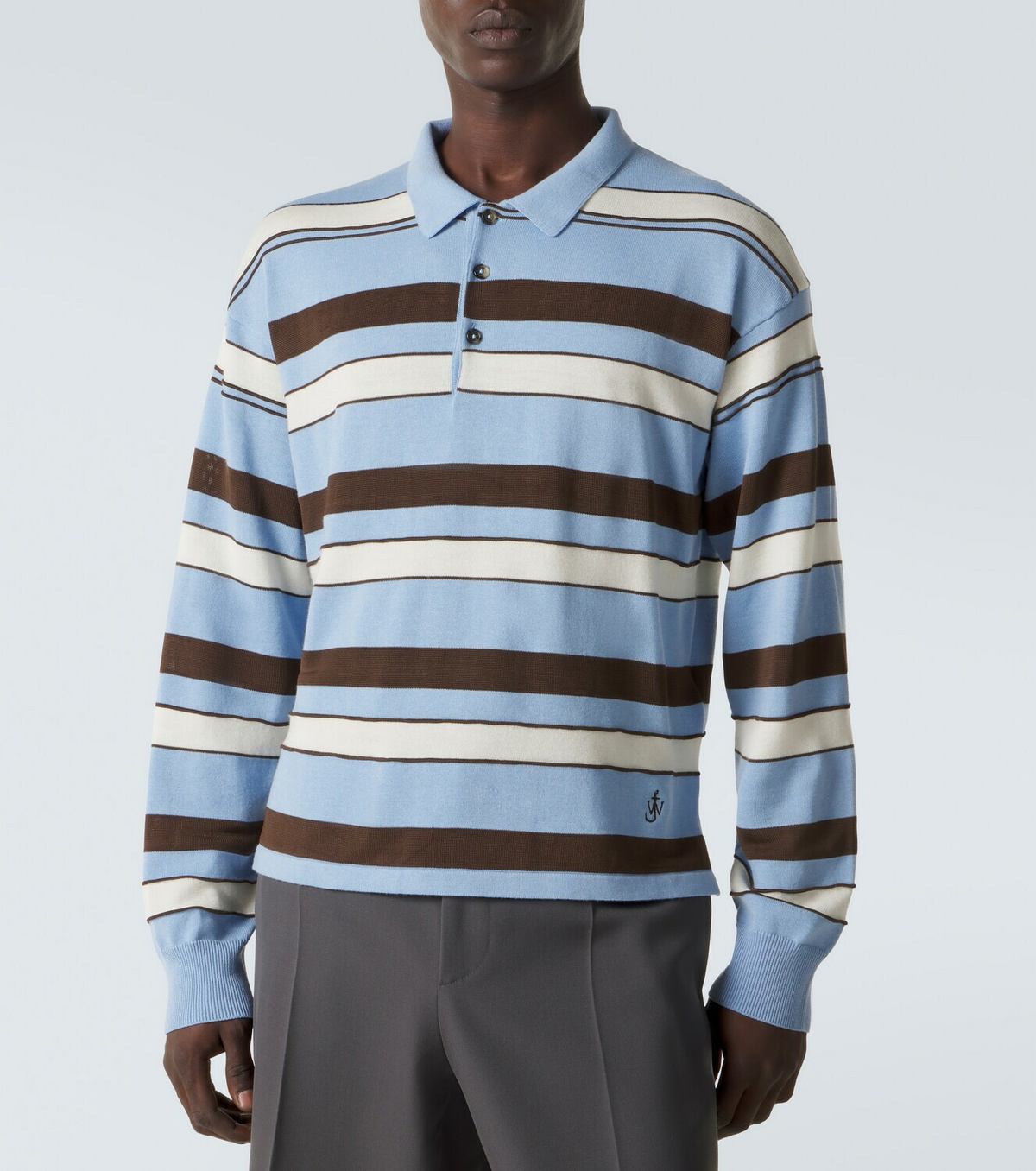 JW Anderson Striped cotton and wool-blend polo shirt