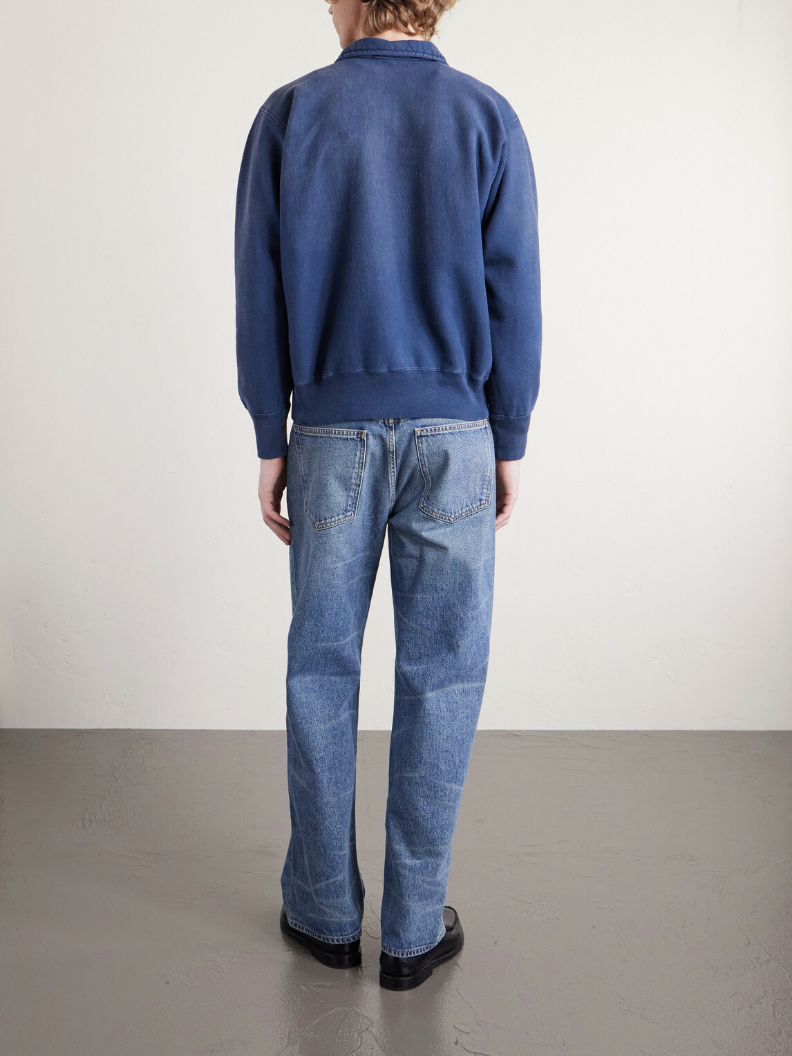 A.PRESSE - Half-Zip Cotton-Jersey Sweatshirt - Blue