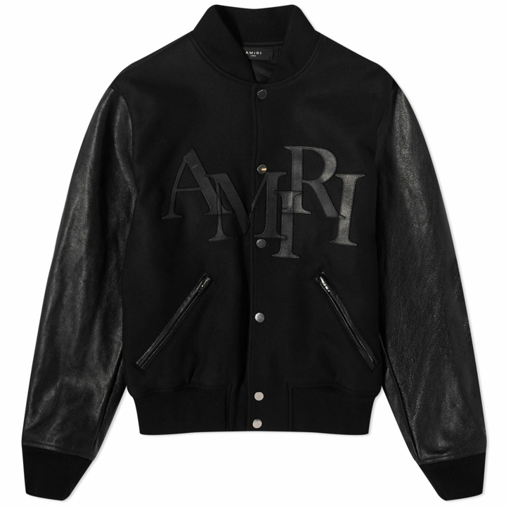 Photo: AMIRI Men's Staggered Logo Varsity Jacket in Black