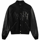 AMIRI Men's Staggered Logo Varsity Jacket in Black