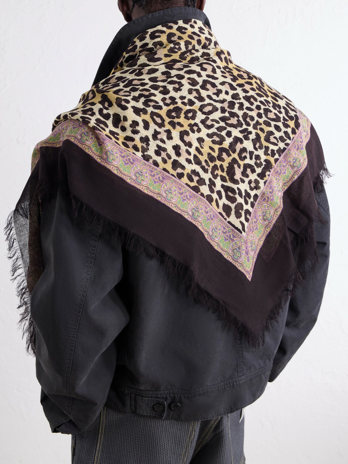 KAPITAL - Fringed Printed Gauze Scarf - Brown