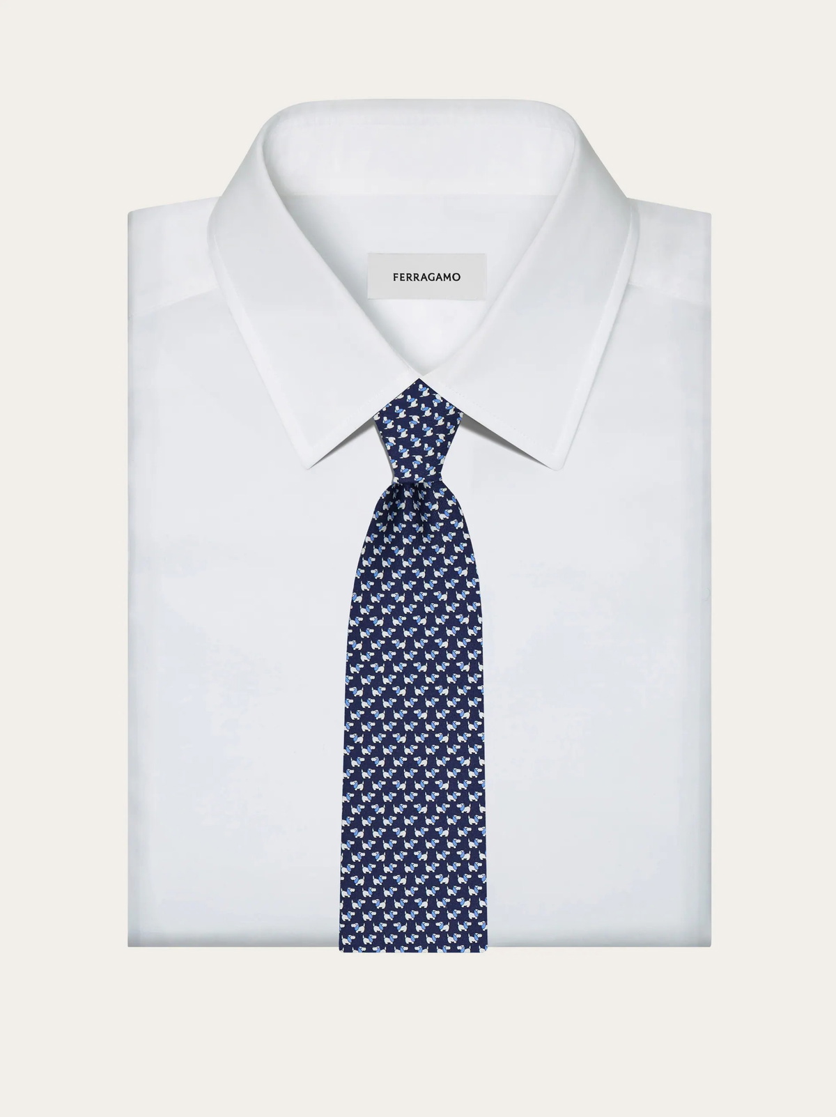 Ferragamo Mens Dylan print silk tie in Blue