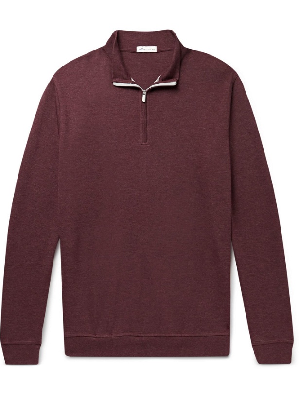 Photo: Peter Millar - Crown Stretch Cotton and Modal-Blend Half-Zip Sweatshirt - Burgundy