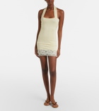 Aya Muse Lace-trimmed halterneck silk and cotton minidress