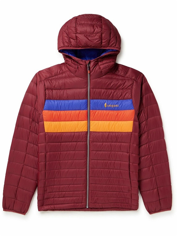 Photo: Cotopaxi - Fuego Colour-Block Quilted Ripstop Down Hooded Jacket - Red
