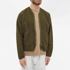 Universal Works Men's Tibet Fleece Zip Liner Jacket in Olive