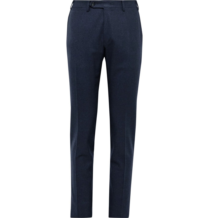 Photo: Canali - Mélange Wool-Flannel Suit Trousers - Blue