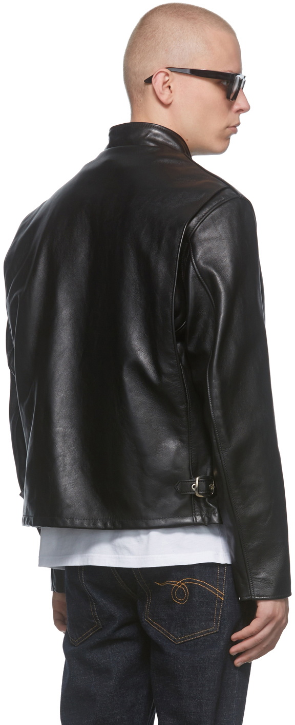 Schott Black Cafe Racer Leather Jacket