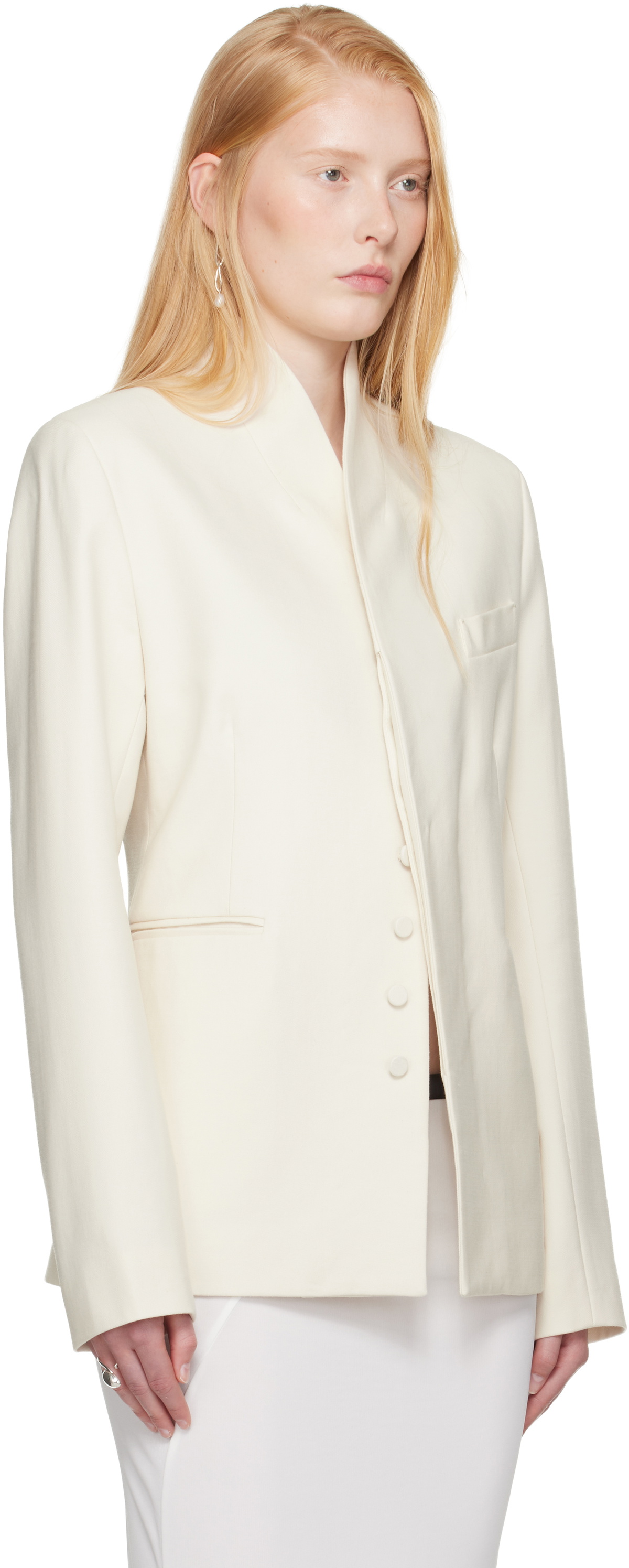 AARON ESH SSENSE Exclusive Bridal Capsule Collarless Blazer