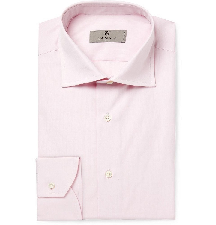 Photo: Canali - Light-Pink Cutaway-Collar Cotton Shirt - Men - Pink