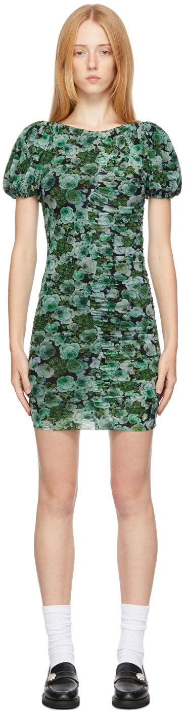 GANNI Green Mesh Floral Dress GANNI