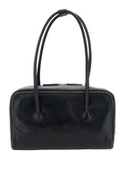 Marge Sherwood boston Black Shoulder Bag With Embossed Logo Lettering On The Front In Leather Woman
