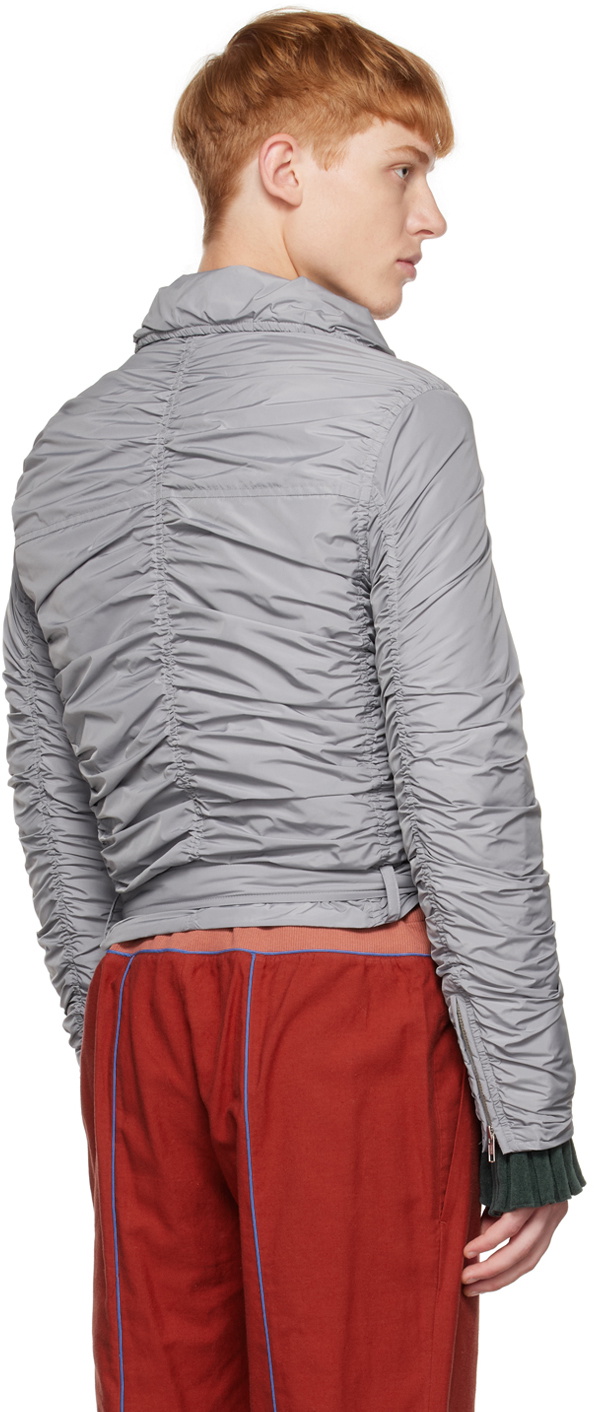 TheOpen Product SSENSE Exclusive Gray Ruched Bomber Jacket