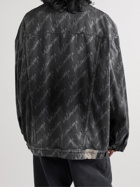 Balenciaga - Oversized Logo-Print Denim Jacket - Black