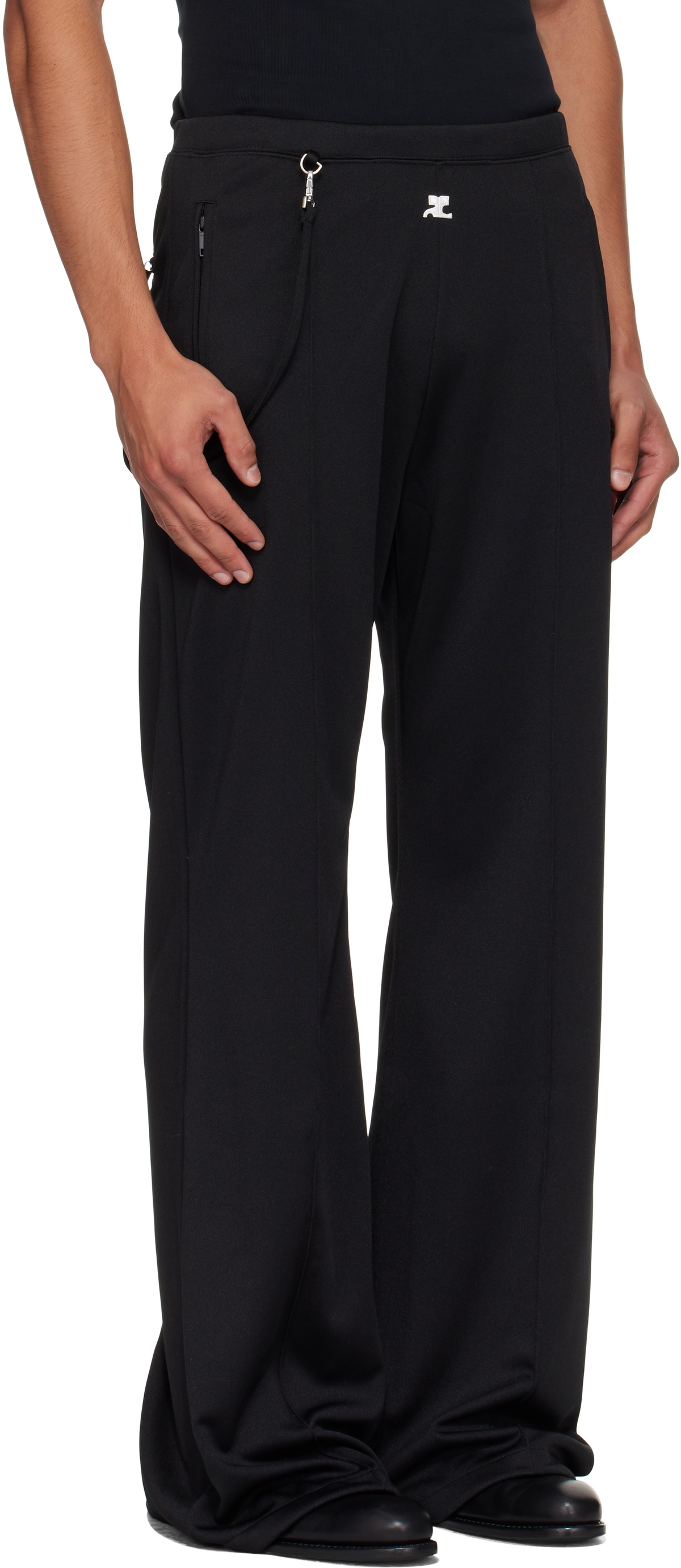 Courrèges Black Flare Interlock Tracksuit Pants
