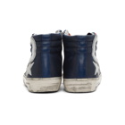 Golden Goose Navy Leather Slide Sneakers