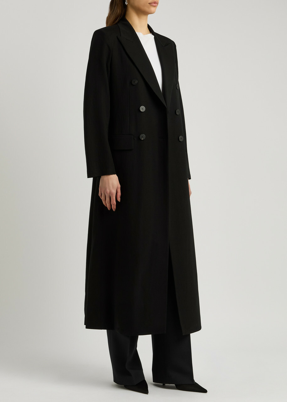 Harris Wharf London Double-breasted Woven Coat Black