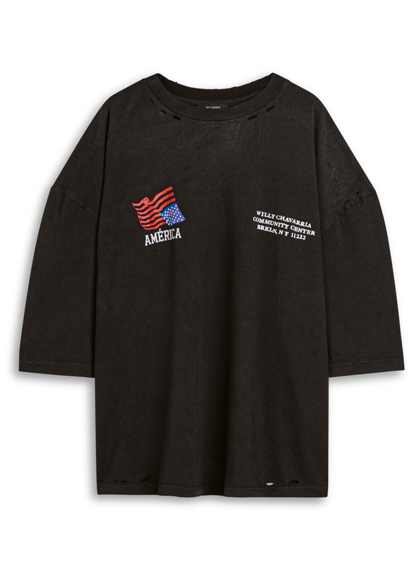 Photo: Willy Chavarria Printed Cotton T-shirt Black